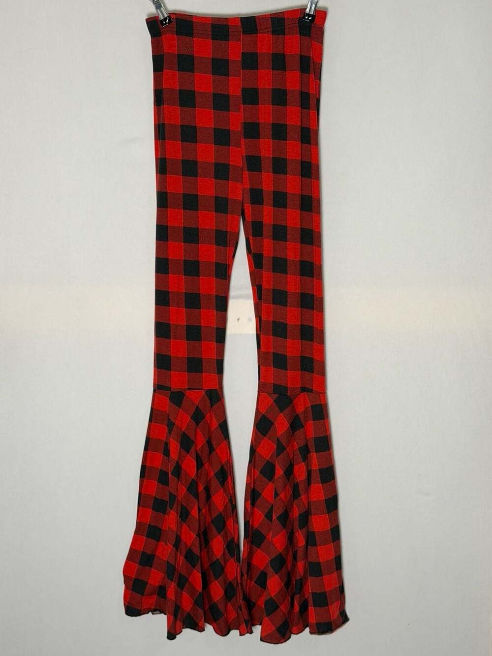 Grace and Emma Buffalo Plaid Bell Bottom Pants Medium Red Black